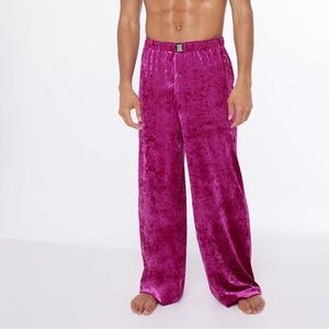 Savage x Fenty Men’s Size Medium Whiskey Room Crushed Velvet Sleep Pant Pink